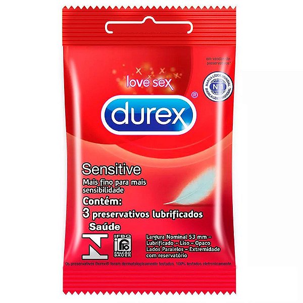 Preservativo Sensitive Com 03 Unidades Durex