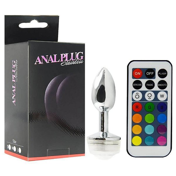Plug Anal Stainless Pisca Pisca em Led