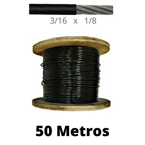 Cabo de Aço Revestido Aparelho P/academia Super Flex 1/8 50 Metros