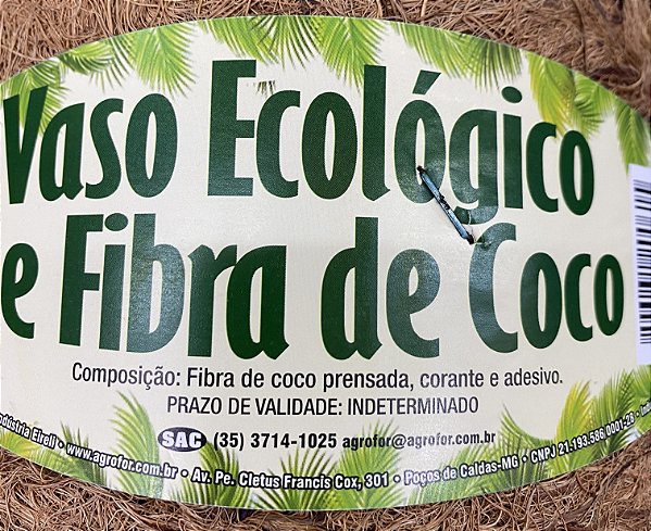 Vaso Xaxim para planta fibra de coco 18x10cm