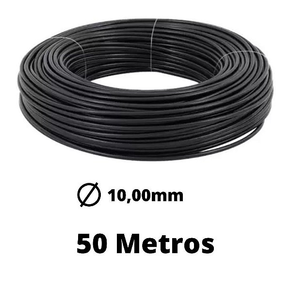 Cabo Flexível Antichama 750v 10,00mm 50m Preto Corfio