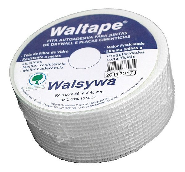 Fita Autoadesiva Para Juntas Drywall 48mm x 45 Metros Walsywa