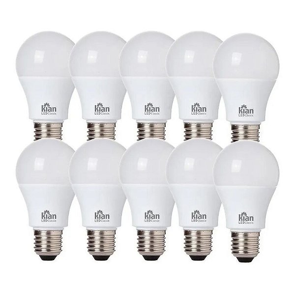 Kit 10 Lâmpadas Led 9w Bulbo Super Branco Biv Kian