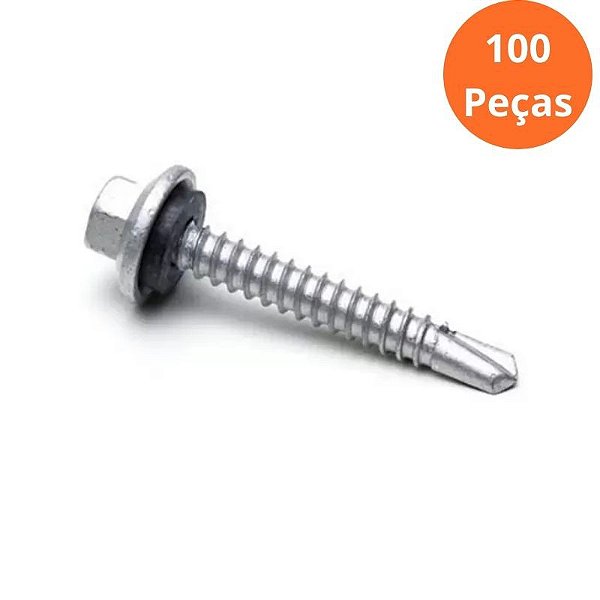 Parafuso Autobrocante 12 x 2 1/2 Com Vedações 100 Peças