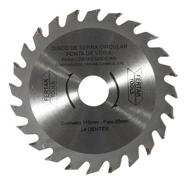 Disco de Serra Madeira 110mm Furo 20mm 24 Dentes