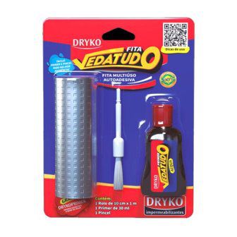 Kit Vedatudo Fita Adesiva 10cm x 1mt + Primer 30ml Aluminio