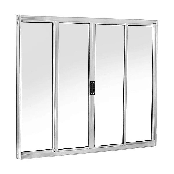 Janela Aluminio 4 Folhas Vidro Liso 100c X 150