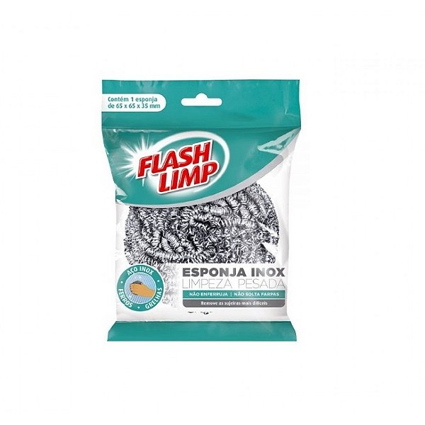 Esponja Aço Inox Flash Limp Limpeza Pesada Ea1409 Não Enferruja