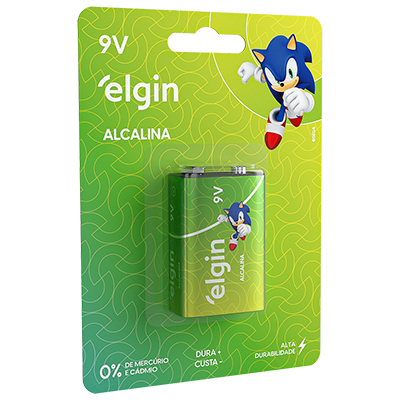 01 Pilha Bateria 9v Alcalina Elgin 1 Cartela