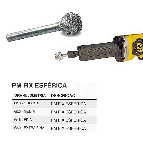 Ponta Montada Esférico para Retifica de 5/8 Pol. Grão 16 - Fix Abrasivos