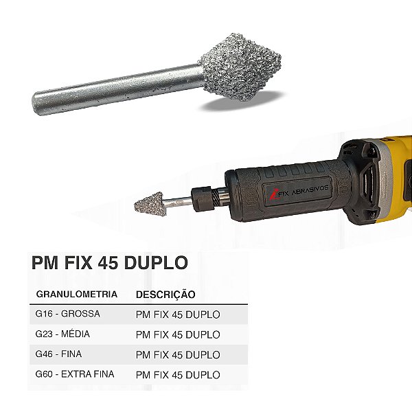 Ponta Montada 45º Duplo para Retifica de 5/8 Pol. Grão 16 - Fix Abrasivos