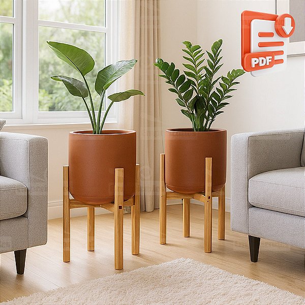 Suporte de Chão para Vaso de Plantas - Projeto em PDF Passo a Passo