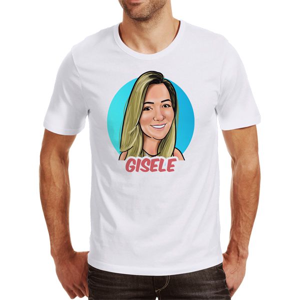 CAMISETA BRANCA COM CARICATURA (01 PESSOA)