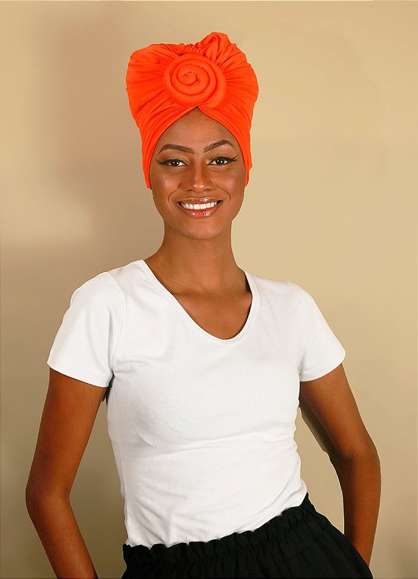 Turbante Flor - Cor Laranja