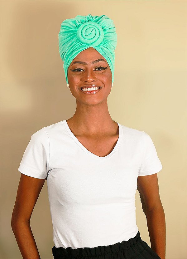 Turbante Flor - Cor Verde Água