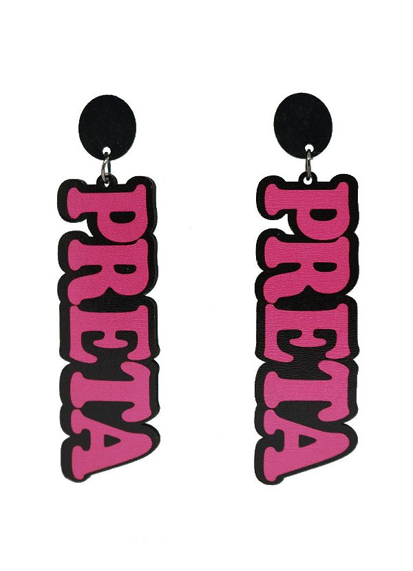 Brincos MDF PRETA- Cor Rosa