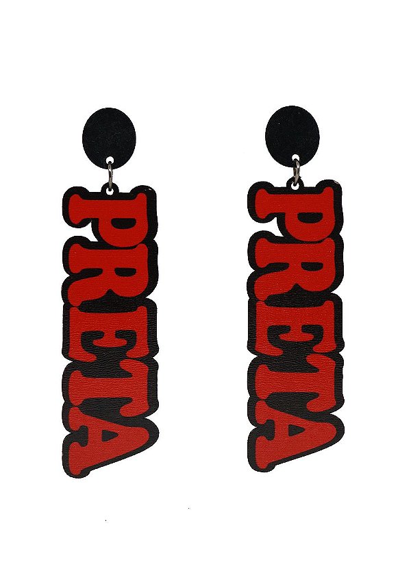Brincos MDF PRETA- Cor Vermelho