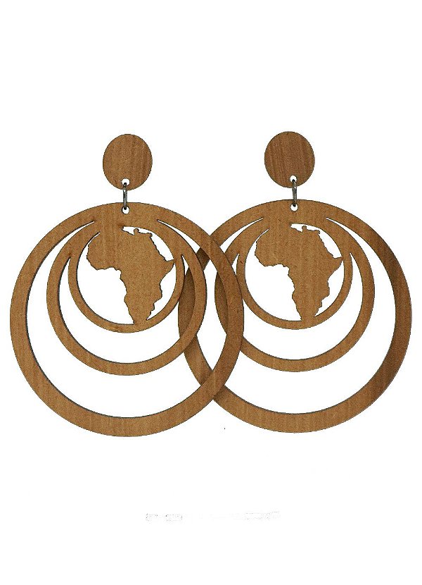 Brincos MDF  SIMPLES -CIRCULO-CONTINENTE AFRICANO
