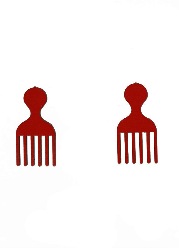 Brincos MDF Pente Garfo Pequeno -  Cor Vermelho