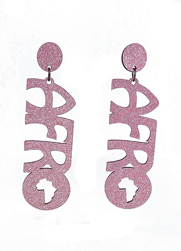 Brinco MDF Afro Brilhante Rose