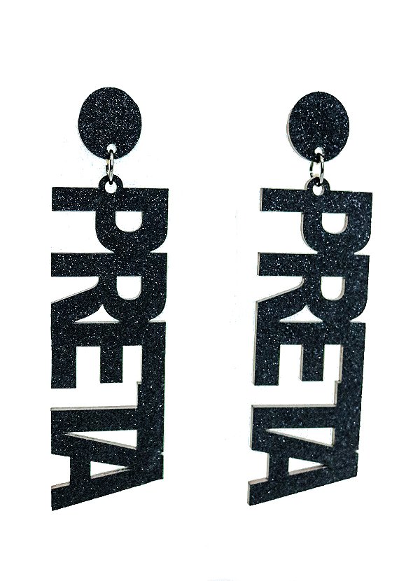 Brinco MDF Preta Brilhante Preta