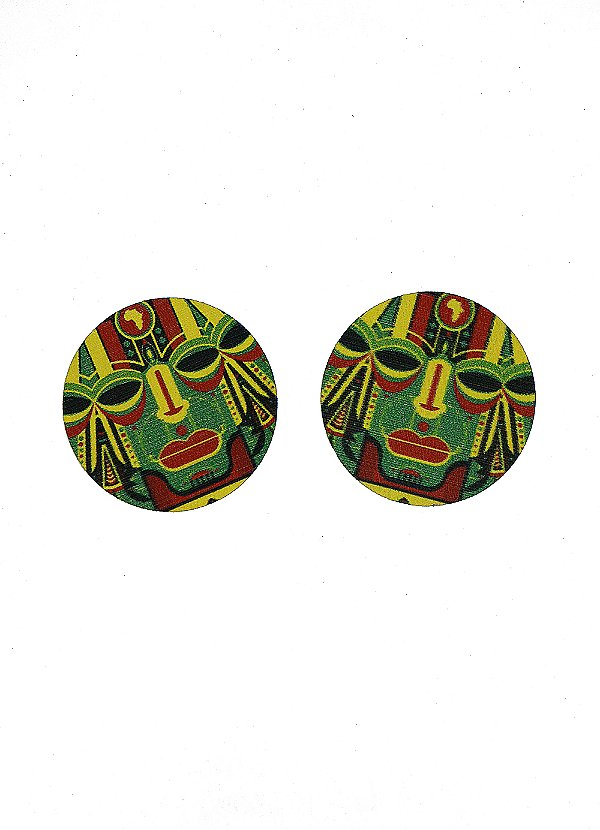 Brincos MDF Botão - Multicor 04
