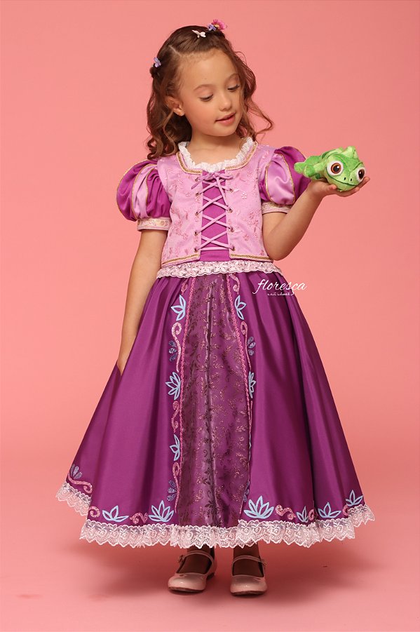 Vestido Infantil Princesa Rapunzel - Enrolados