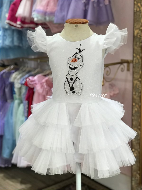 Macacão com Saia Infantil Olaf Brilho