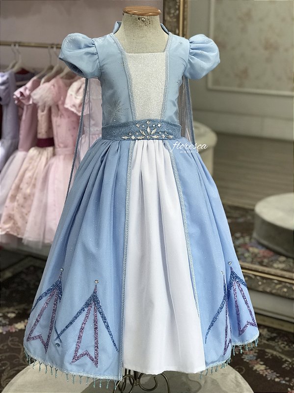 Vestido Infantil Elsa Bordado - Frozen 2