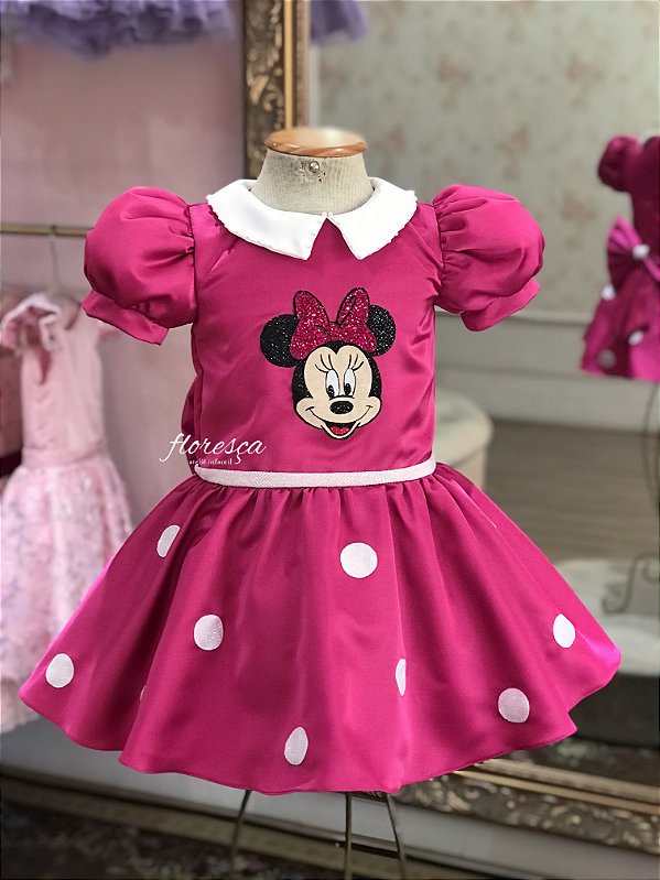 Vestido Infantil Minnie Godê Pink