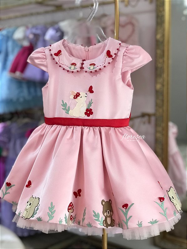 Vestido Infantil Bosque Encantado Bordado