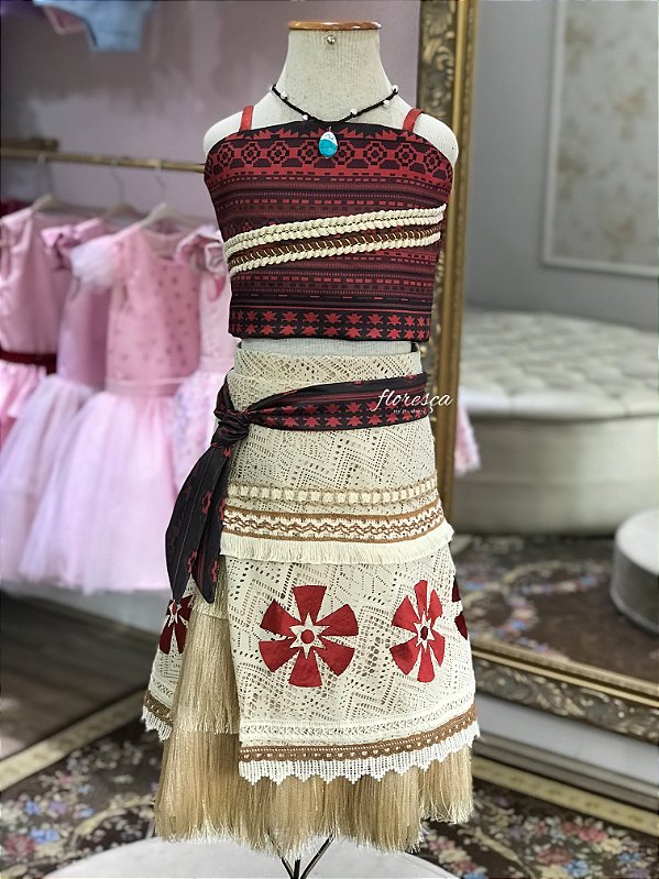 Top e Saia Infantil Moana Bordado