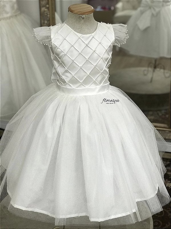 Vestido Infantil Daminha Rayanne Off-white
