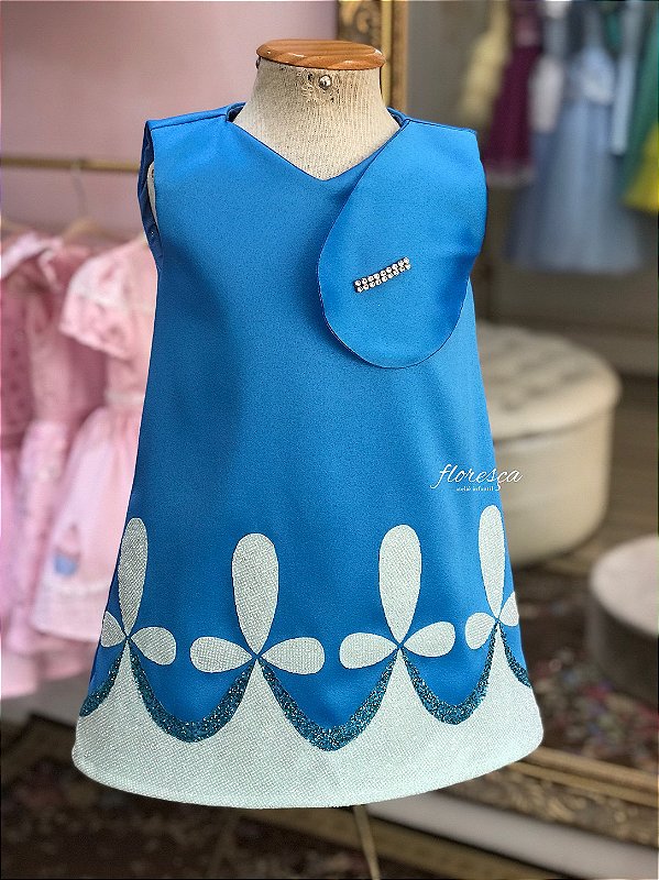 Vestido Infantil Elsa Brilho Bordado 2
