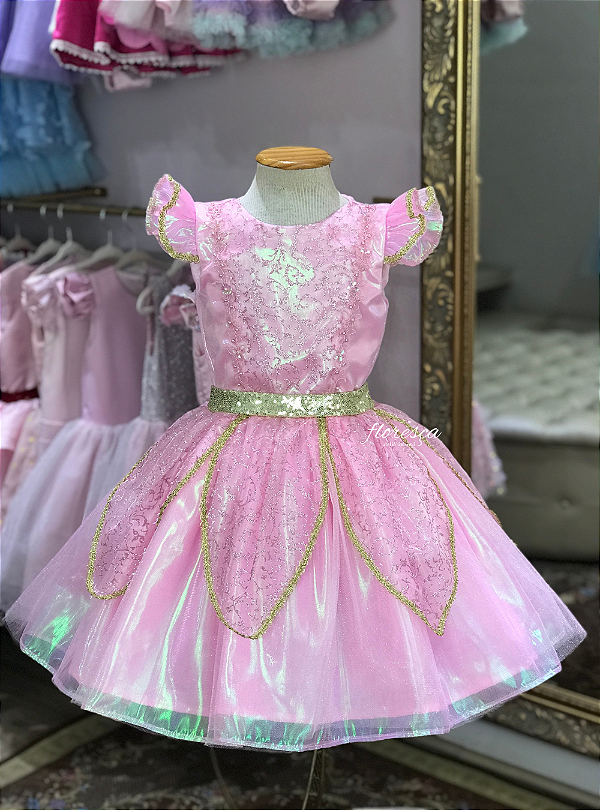 Vestido Infantil Fada Rosa