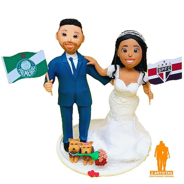 Topo de bolo de casamento personalizado, sr. e sra. com noivo em