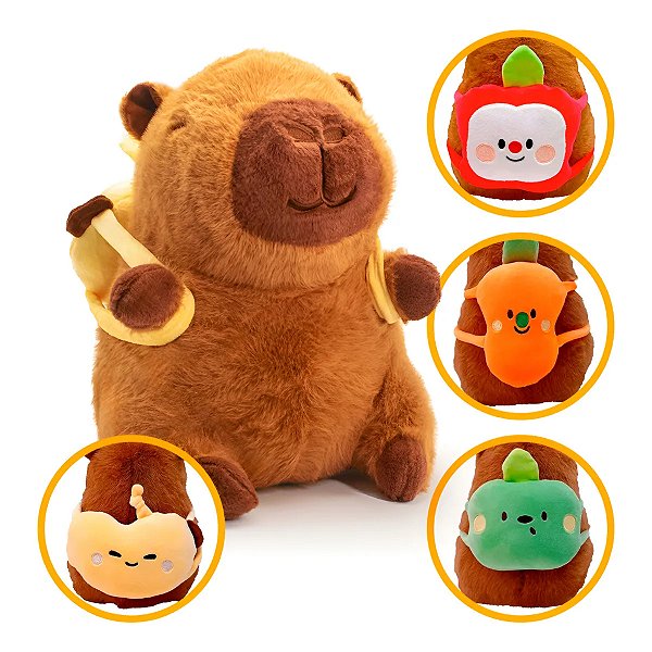 Boneco de Pelúcia Capivara 25cm com Mochila – For Kids | Brinquedo Fofo e Decorativo Infantil