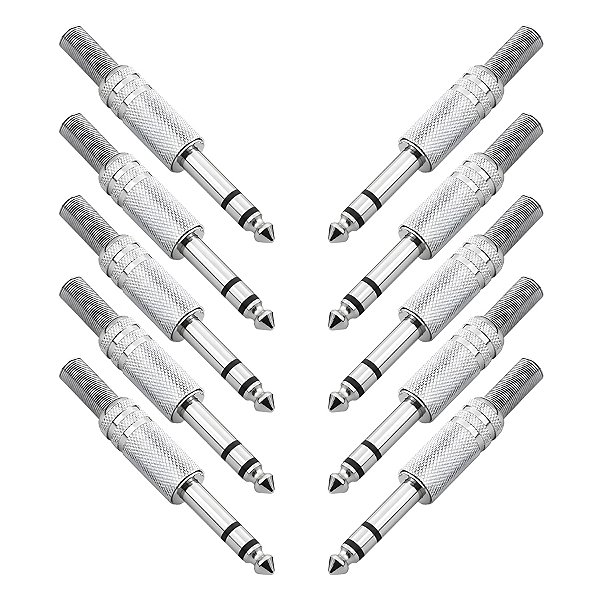 Kit 10 Plug Conector P10 Estéreo Macho Com Mola Áudio Vídeo