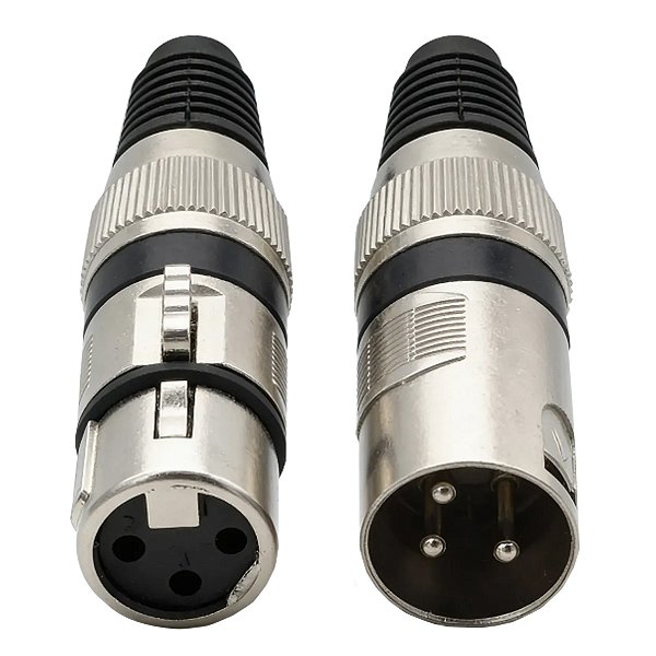 Kit 2 Plug Conector Xlr Cannon Macho Femea Corpo Metalico