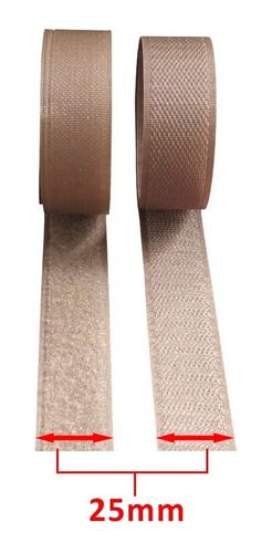 Fecho De Contato Macho E Fêmea 25mm X 1 Metro Caqui Escuro