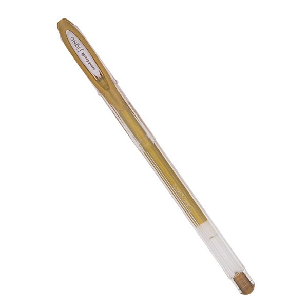 Caneta Tinta Em Gel Signo Uni-ball Noble Metal Dourada