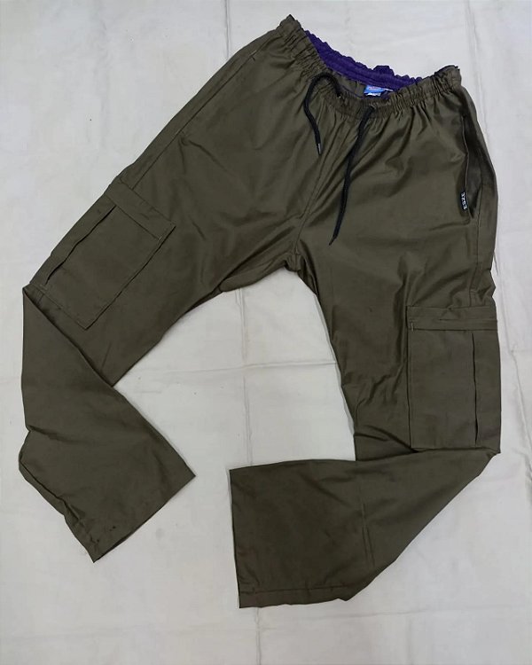 calça cargo de elastico verde musgo