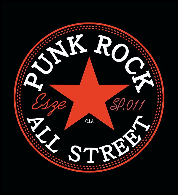 CAMISETA PUNK ROCK PRETA - RED STAR