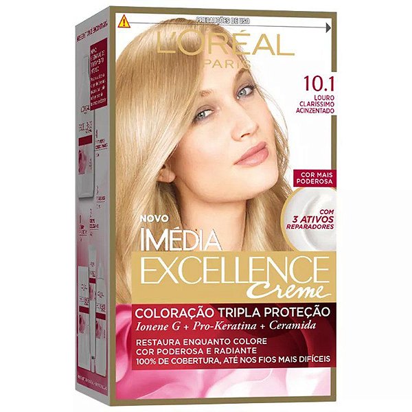 Tinta de Cabelo Loréal Imédia Excellence Creme Louro Claríssimo Acinzentado  10.1 - Beauty Store 2.0