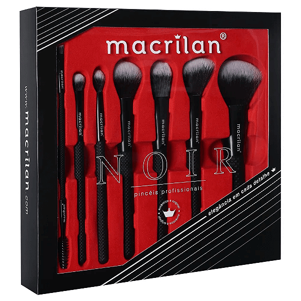 Kit com 7 Pincéis Noir - Macrilan