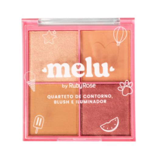 Quarteto de Contorno, Blush e Iluminador Melu HB7531/1 - Ruby Rose