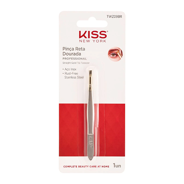 Pinça Ponta Reta Dourada - Kiss NY