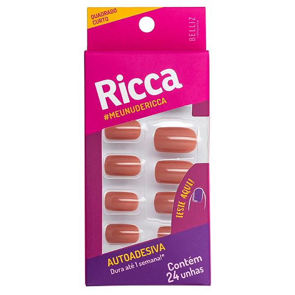 Kit 24 Unhas Postiças Autoadesivas Cor Nude - Ricca