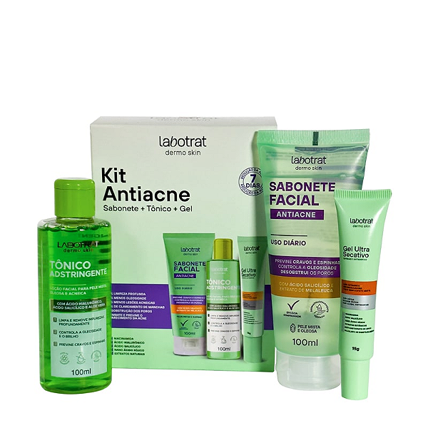 Kit Antiacne Sabonete + Tônico + Gel Secativo - Labotrat