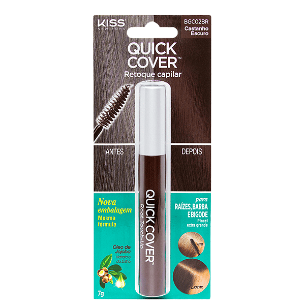 Mascara Retoque Capilar Quick Cover Castanho Escuro - Kiss NY